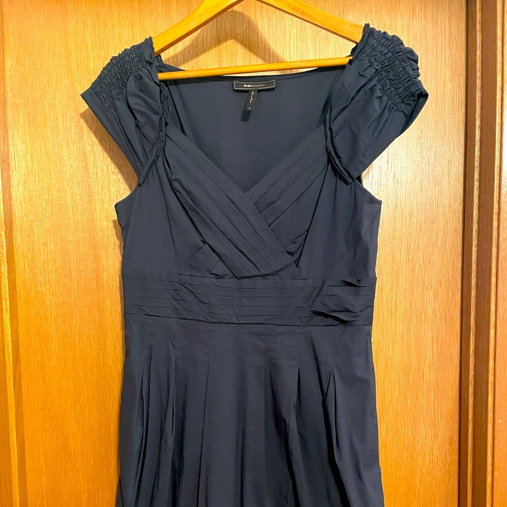 Like new navy, cuff sleeve cocktail dress